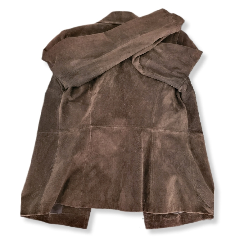 Women’s vintage suede leather Jacket Caslon size Petite Small Dark Brown - Picture 4 of 12